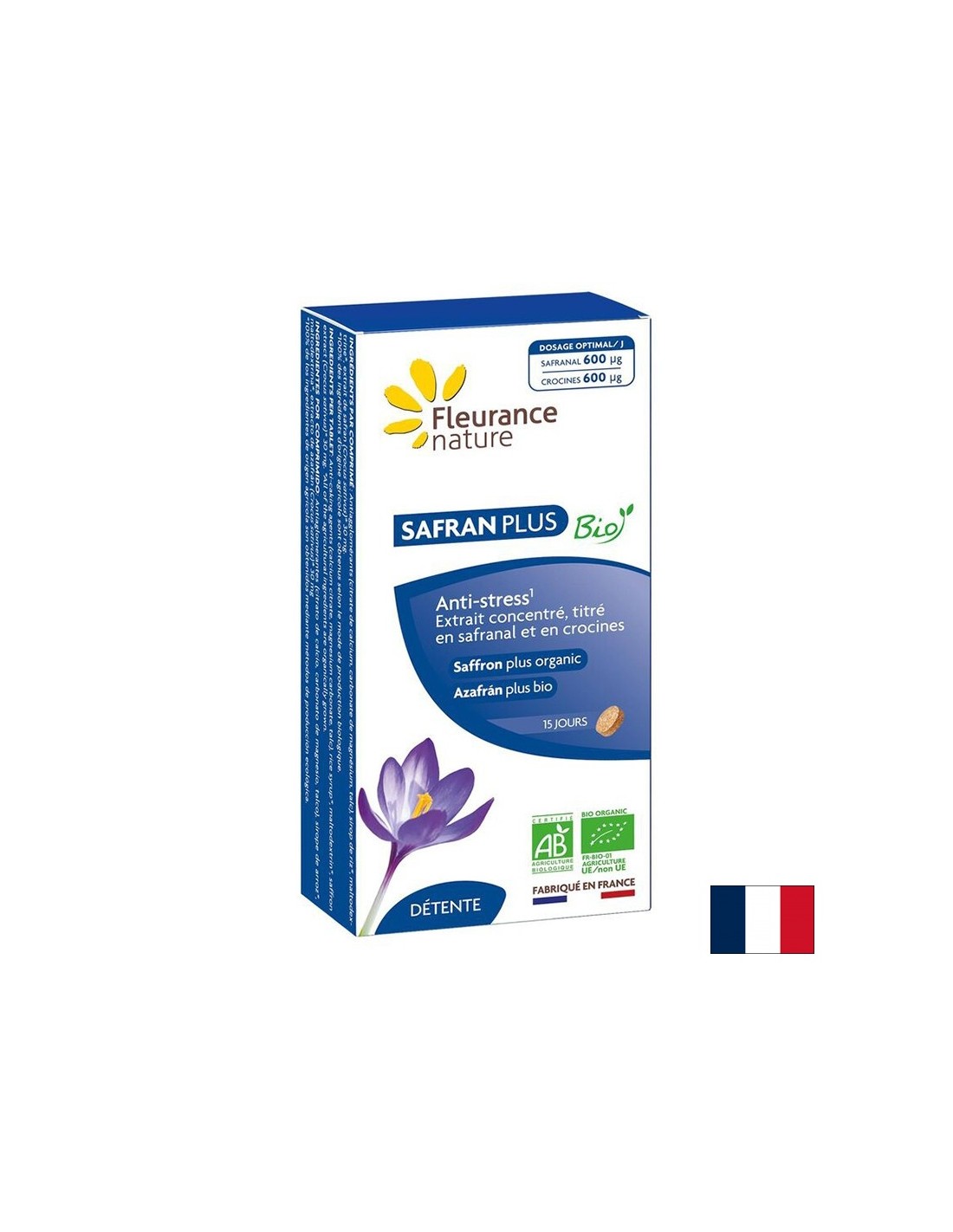 Stress et bonne humeur - Bio du safran, 30 mg x 15 comprimés