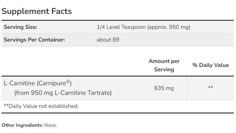 Poudre en l-carnitine | comme carnipure - 85 grammes