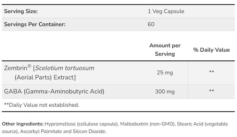 Calme et concentration avec Zembrin® et Gaba - 60 capsules