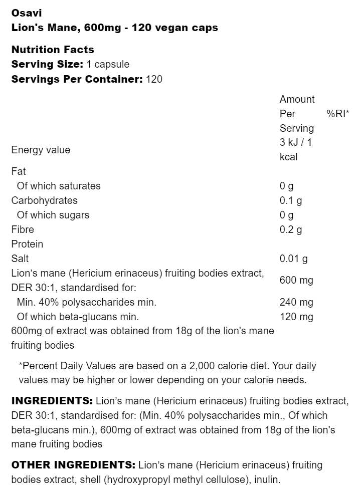 Mane de Lion 600 mg - 60 capsules