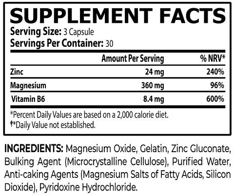 ZMB6 | Zinc, magnésium et B6 - 90 capsules