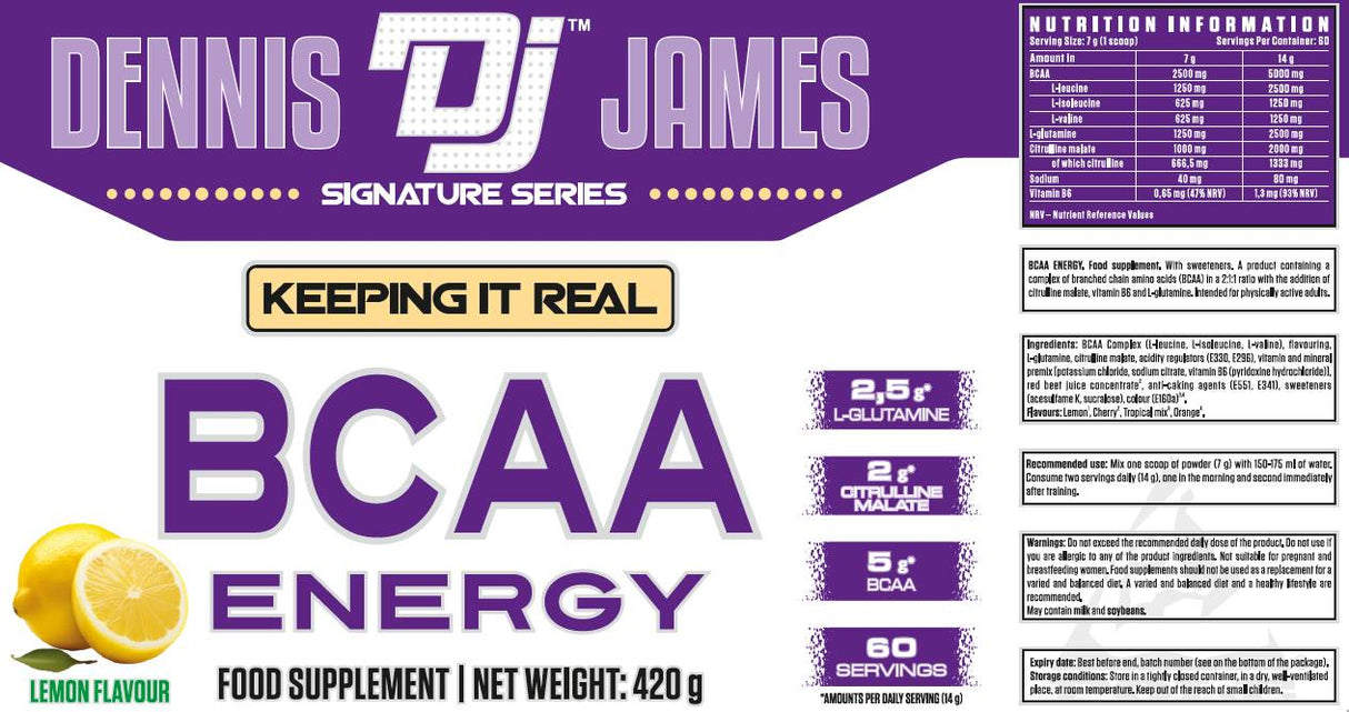 BCAA Energy | avec la L-glutamine et la L-Citrulline Malate - 420 grammes