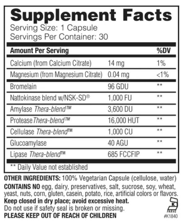Natto-K | Nattokinase avec bromélate et enzymes - 90 capsules