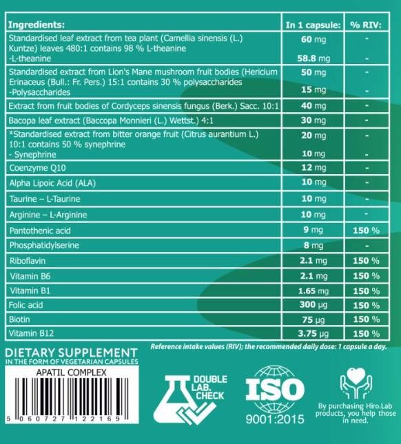 Complexe de Patil | avec la L-théanine, la crinière de lion et la bacopa - 30 capsules