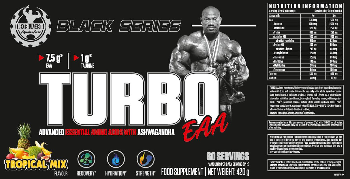 Série noire | Turbo EAA Powder ~ Acides aminés essentiels avec de la taurine - 420 grammes