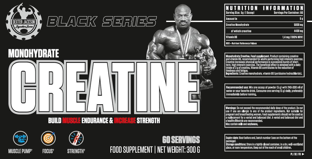 Série noire | Monohydrate de créatine avec de la vitamine B6 - 300 grammes