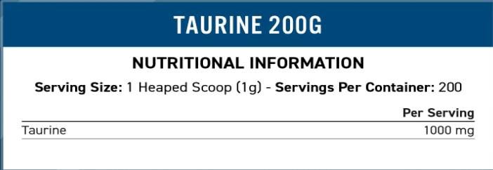 Poudre de taurine 1000 mg - 200 grammes