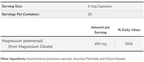 Citrate de magnésium 400 mg - 60 capsules