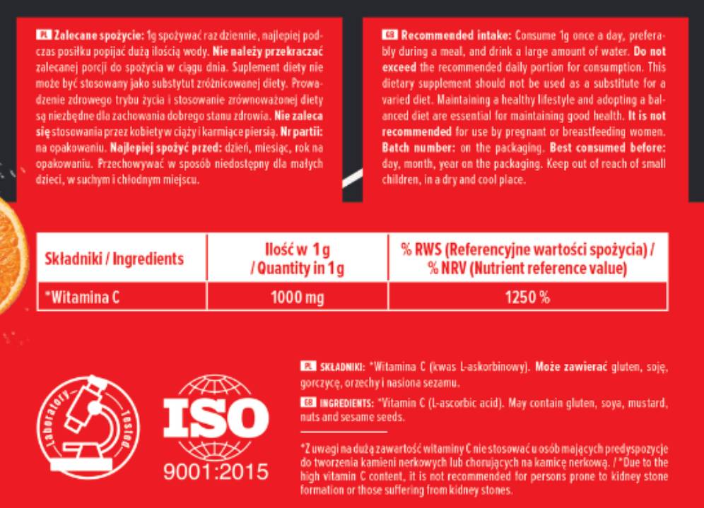 Vitamine C 1000 mg de poudre - 1000 grammes
