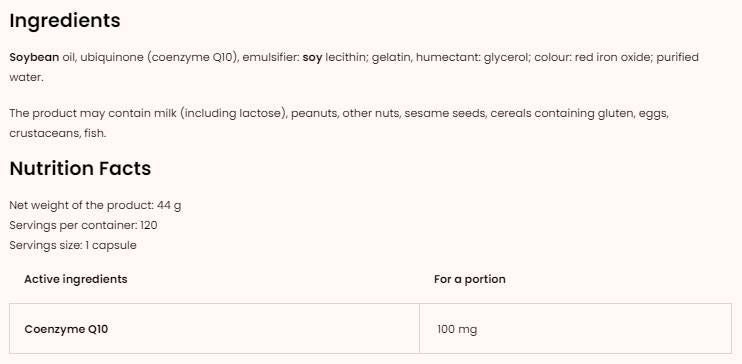 COQ10/UBICHINON 100 mg - 30 capsules de gel
