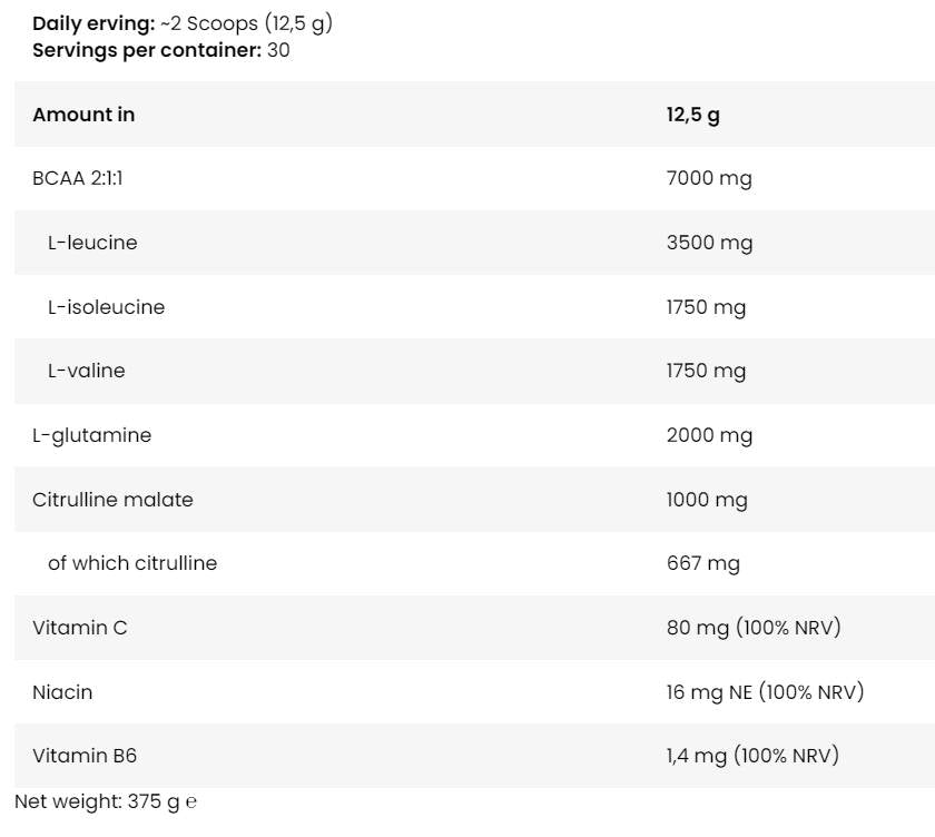 Ice anabolique BCAA | avec la L-glutamine et la citrulline malate - 375 grammes