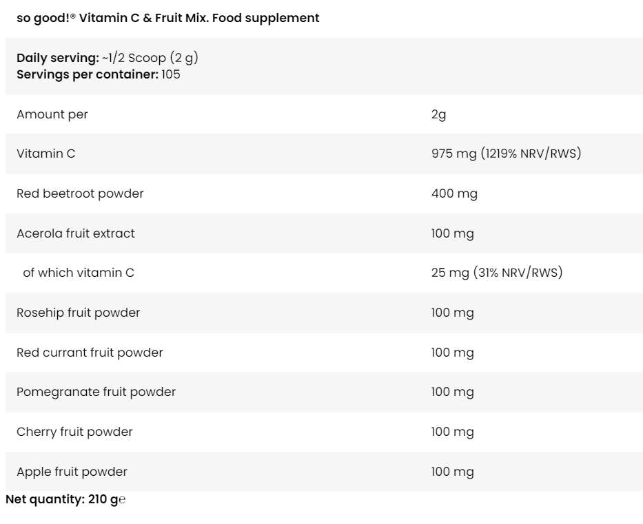 Mélange de vitamine C et fruits | Si bon! Série - 210 grammes