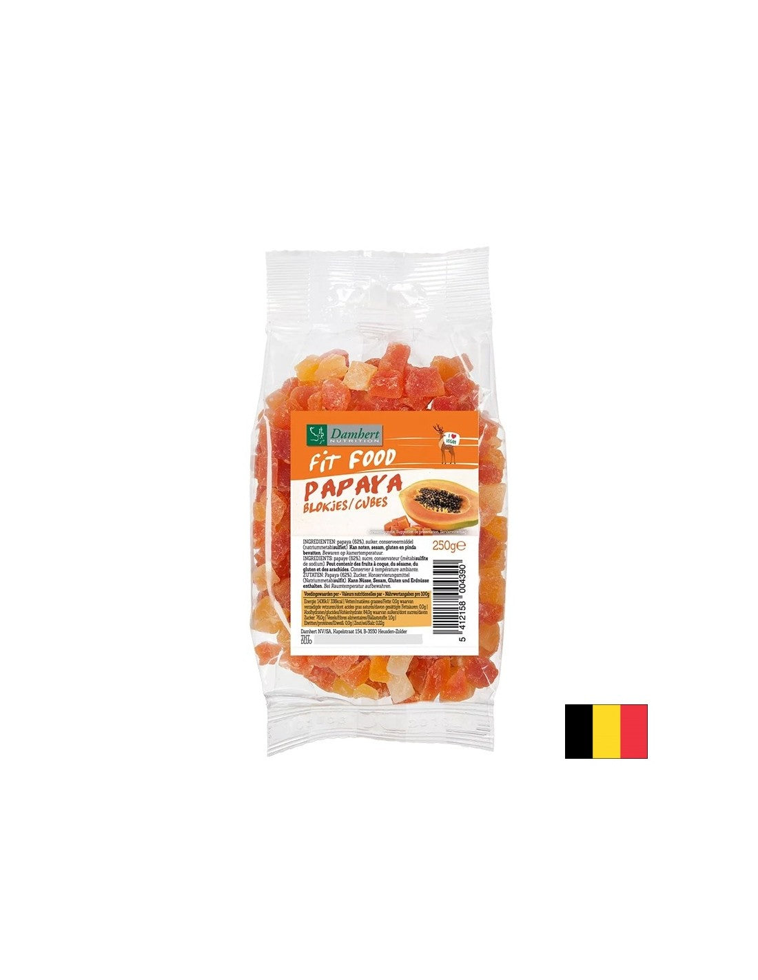 Fruit de papaye séché, en dés, 250 g