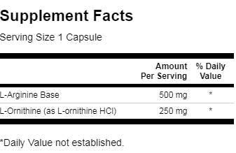 Arginine et ornithine 100 capsules