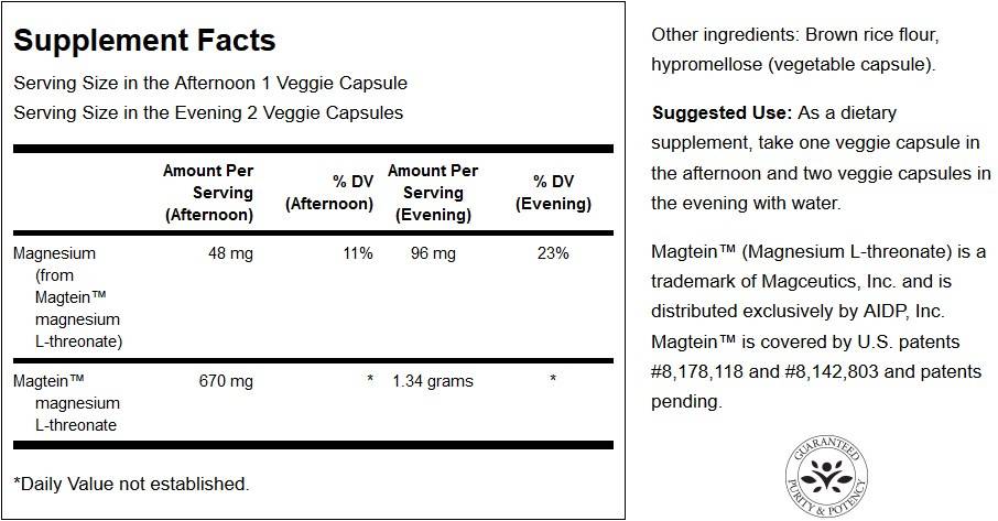 Capsules de Magnésium L-Threonate 718 mg 90
