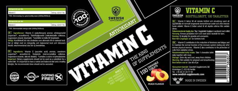 Vitamine C 500 mg - 100 comprimés à croquer