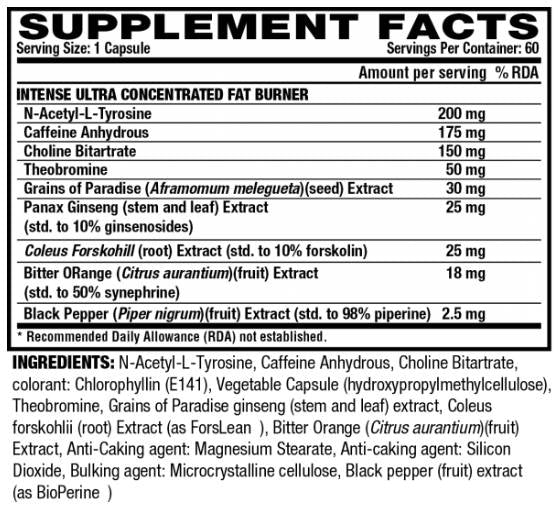 Lipo 6 Black/Intense/Ultra Concentrate - 60 capsules
