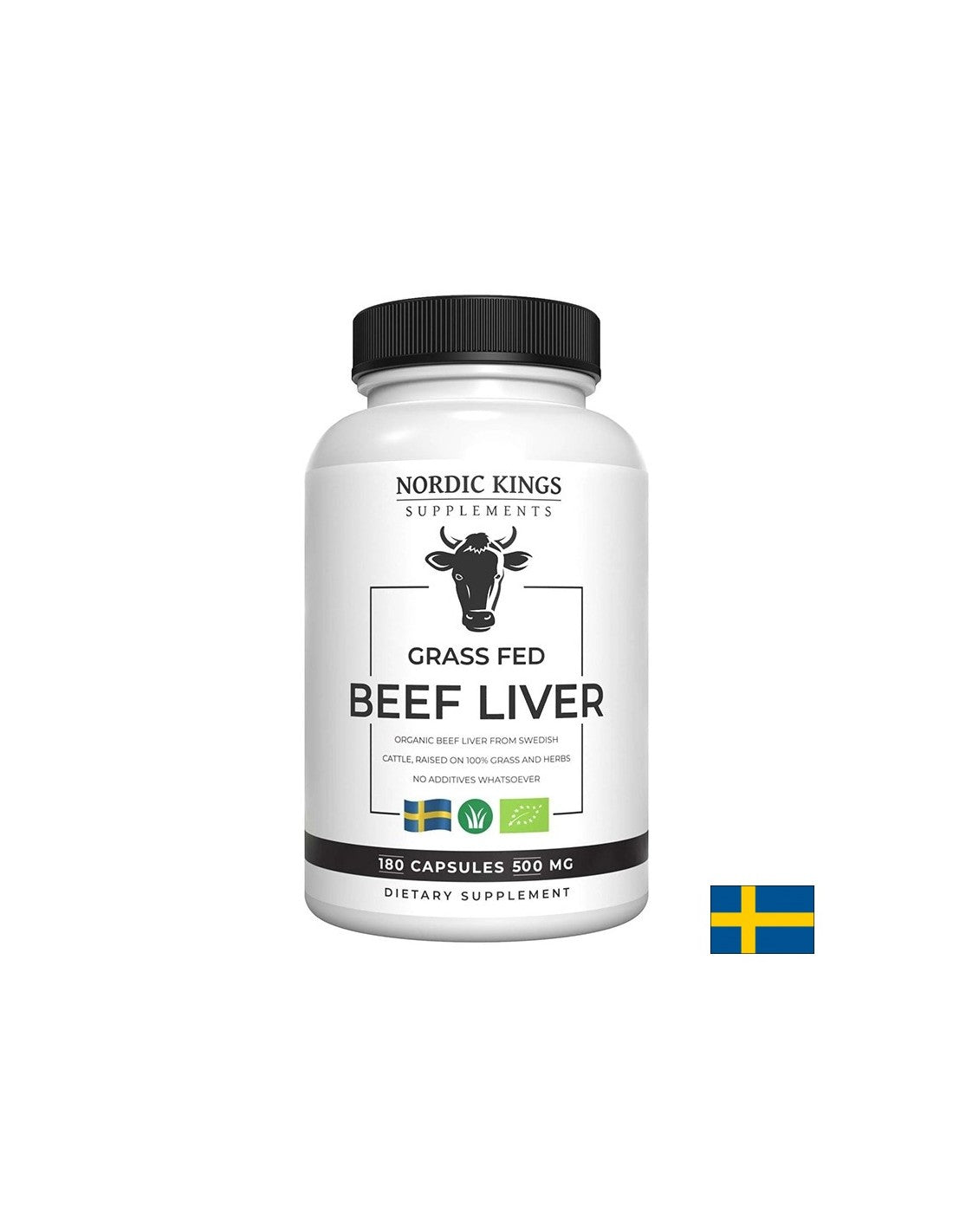 Foie de bœuf issu d'animaux nourris à l'herbe (biologique), 180 gélules <tc>Nordic Kings</tc>