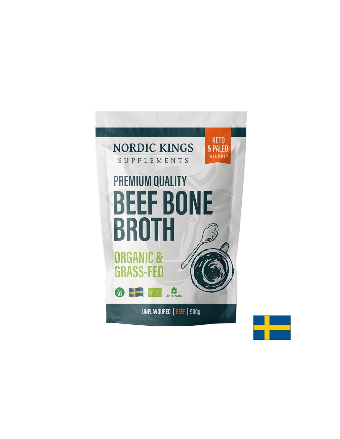 Bouillon d'os de bœuf, sans saveur (biologique), 500 g de poudre <tc>Nordic Kings</tc>