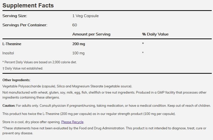 L-théanine 200 mg/double résistance - 120 capsules