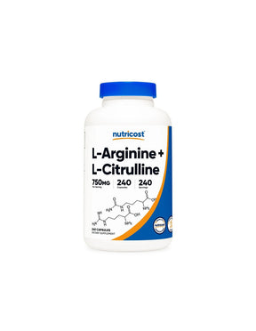 Tone and energy - L-Arginine + L-Citrulline (L-Arginine + L-Citrulline), 500 mg + 250 mg, 240 capsules - Nutra Best Europe