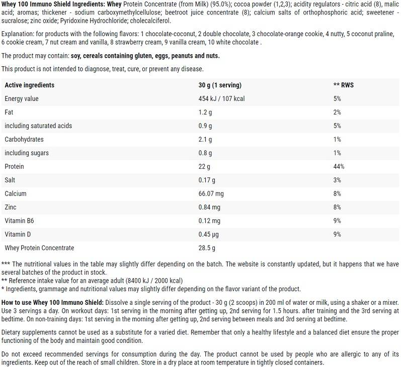 Whey 100 | Concentré de protéines de lactosérum de haute qualité avec Immuno Shield - 2000 grammes