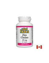 Chélate de zinc/Zinc (chélate) 25 mg x 90 comprimés <tc>Natural Factors</tc>