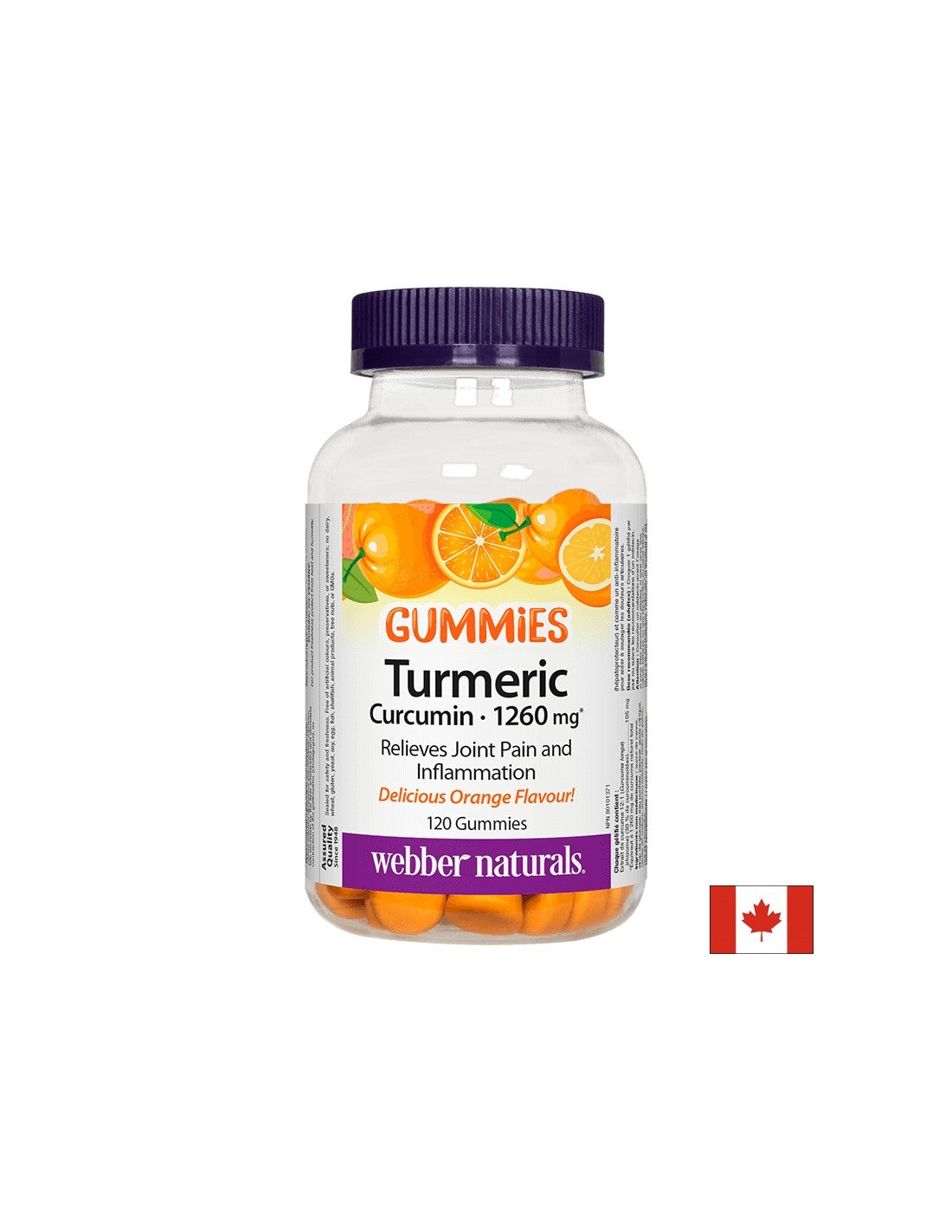 Gummies à la curcumine et au curcuma/Curcuma, 120 comprimés de gelée à l'orange <tc>Webber Naturals</tc>