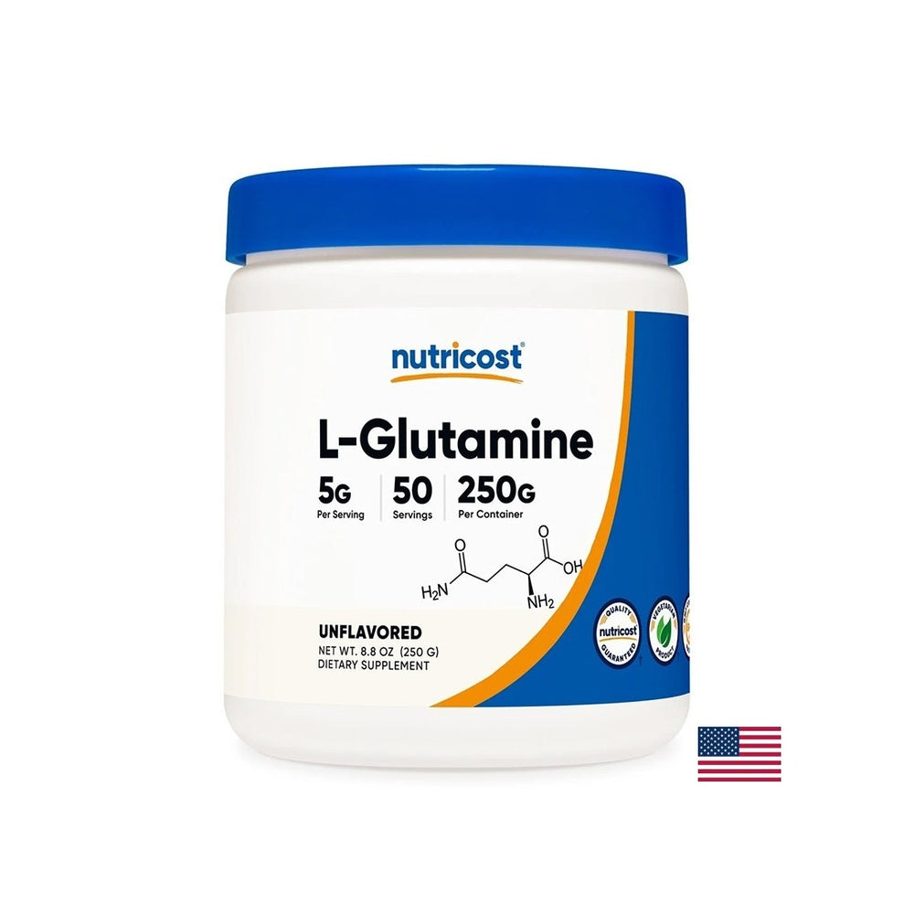 Pour soutenir la fonction musculaire et intestinale - L-glutamine, 5 gx 250 g de poudre