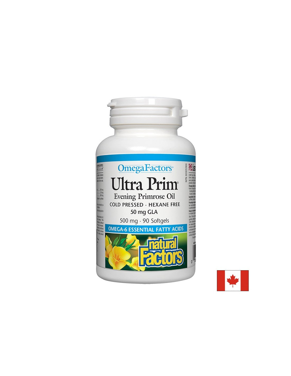 Huile de prime de soirée Ultra Prim 500 mg - 90 capsules de gel