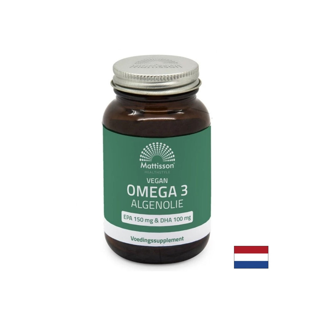 Oméga-3 végétaliens à partir des algues - Support pour la fonction cardiaque et cérébrale, EPA 150 mg, DHA 100 mg, 60 capsules