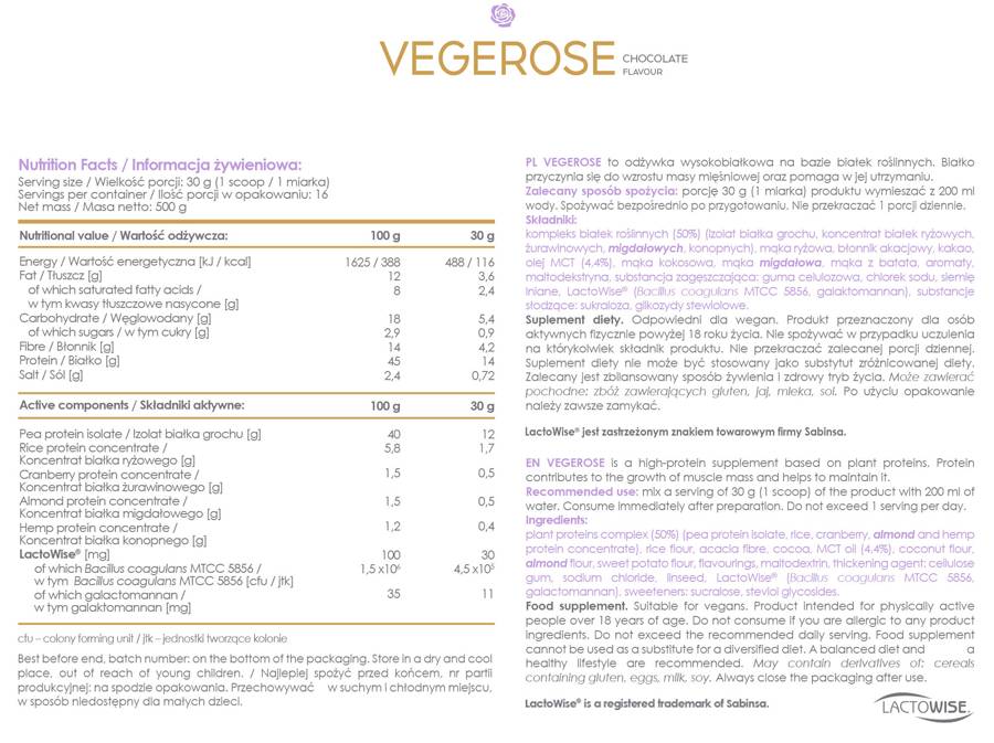 Alldeynn | Vegerose - 5 protéines végétaliennes avec MCT et probiotiques - 500 grammes