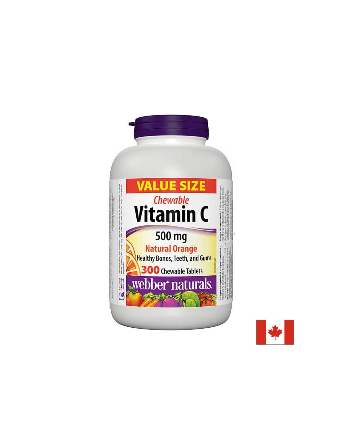 Vitamine C 500 mg à croquer - Vitamine C 500 mg, 300 comprimés à croquer <tc>Webber Naturals</tc>