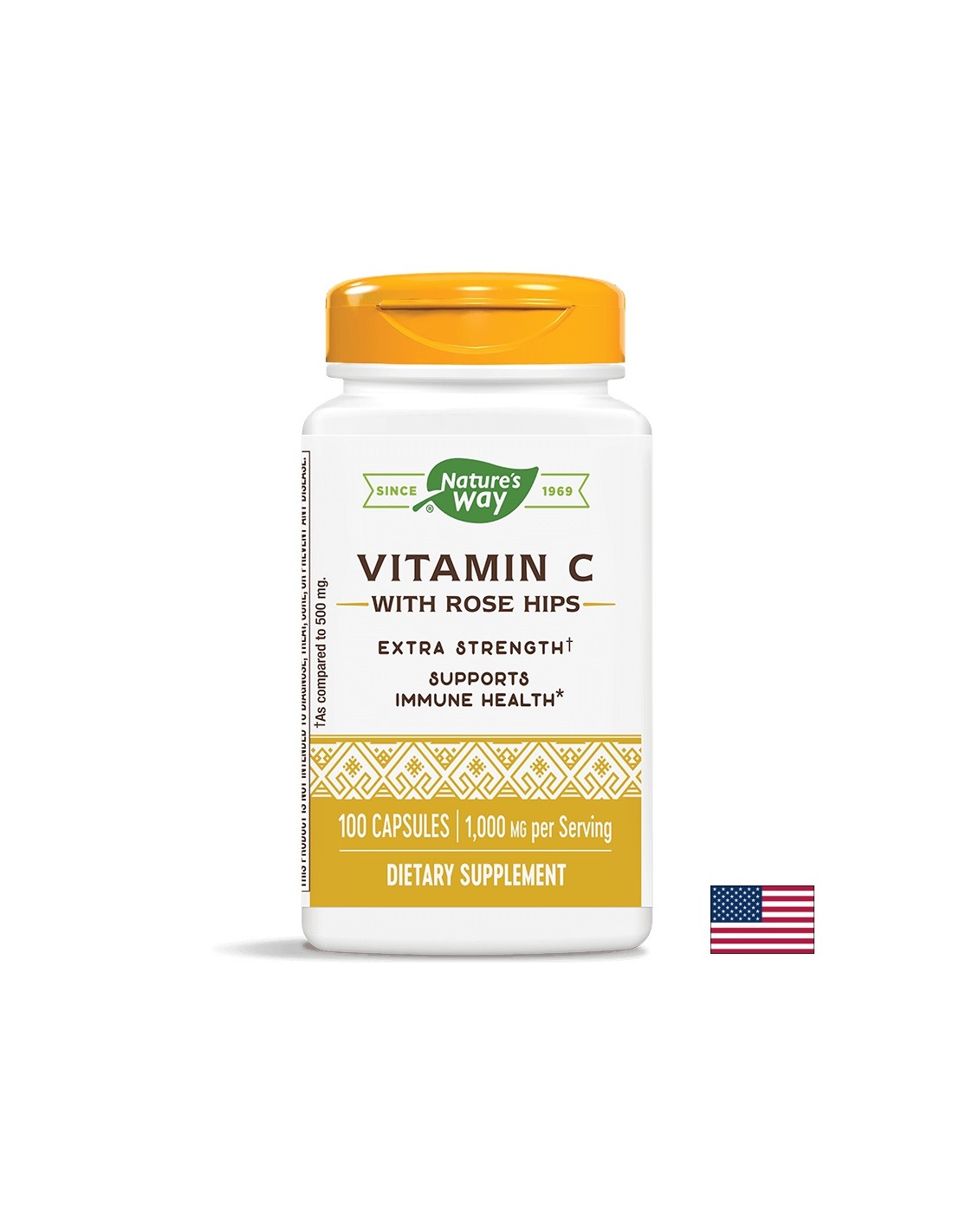 Vitamine C avec des hanches roses/vitamine C 1000 mg et rosehip x 100 capsules Nature's Way