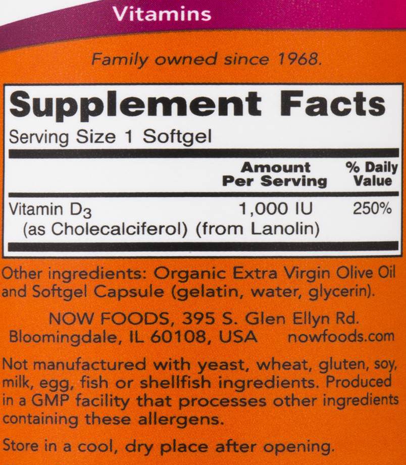 Vitamine D-3 1000 UI - 180 capsules de gel