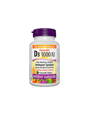 Healthy Bones & Teeth - Vitamin D3 1000 IU, 180 Chewable Tablets Webber Naturals - Nutra Best Europe