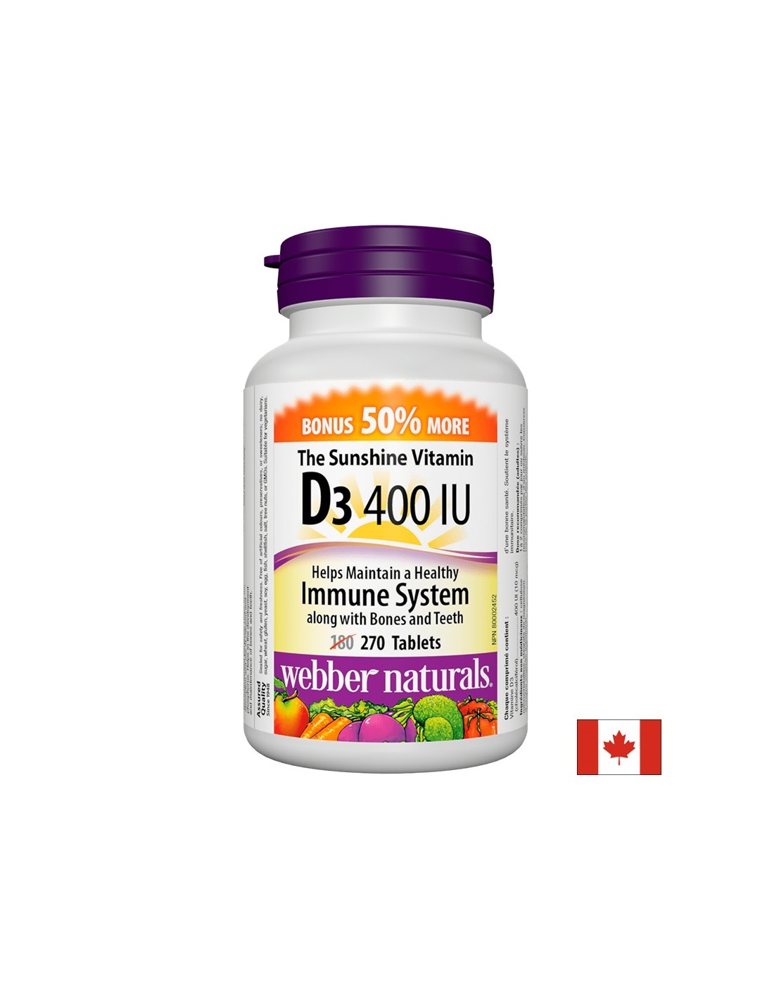 Vitamine D3/vitamine D3, 400 UI, 270 comprimés