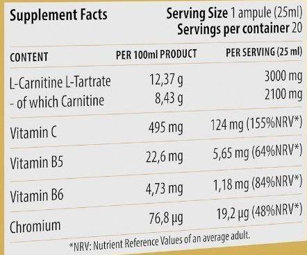 Tir liquide en L-carnitine 3000 - 20 x 25 ml