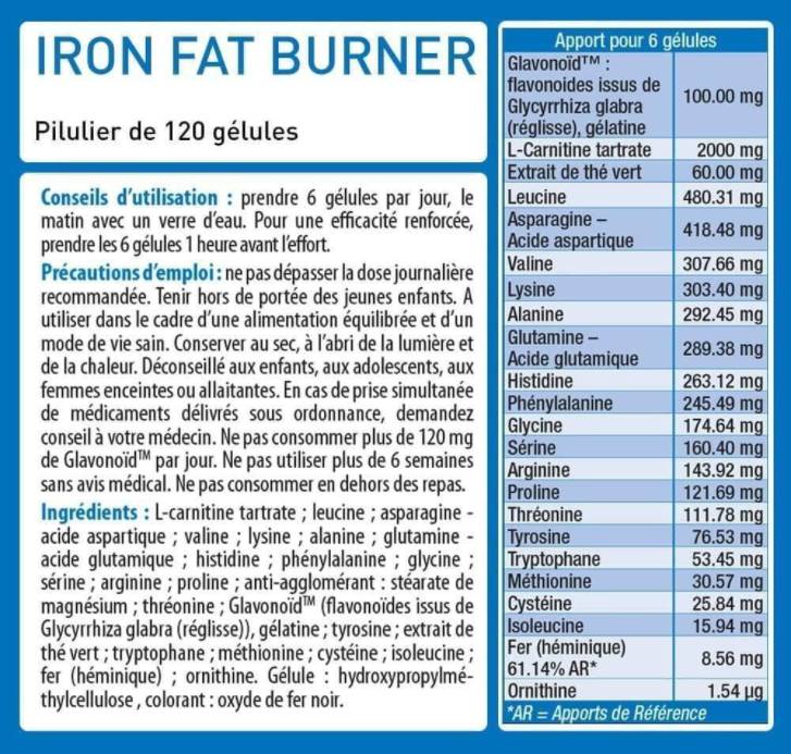 Iron | Brûleur ultra graisse avec des acides aminés essentiels - 120 capsules de gel