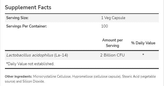 Acidophilus deux milliards - 100 capsules