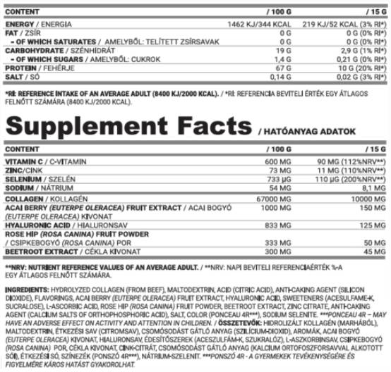 Ciel de collagène | Ajout du zinc, de la vitamine C et de l'acide hyaluronique - 15 grammes