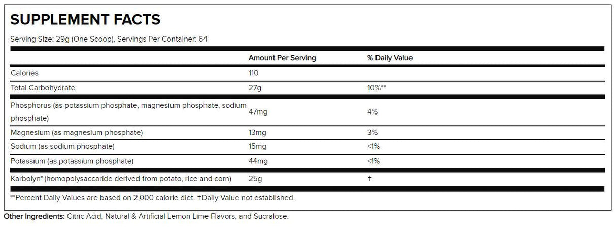 Hydrate de karbolyn | Glucides de performance avec électrolytes - 1856 grammes