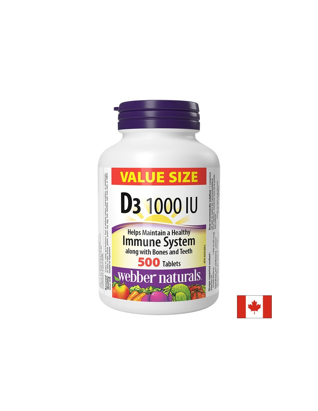 Os sains et forte immunité - vitamine D3 1000 UI, 500 comprimés