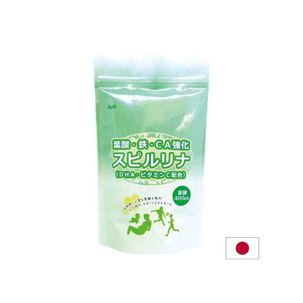 Spiruline japonaise + oméga-3, acide folique, fer, calcium - santé des femmes, 1200 comprimés