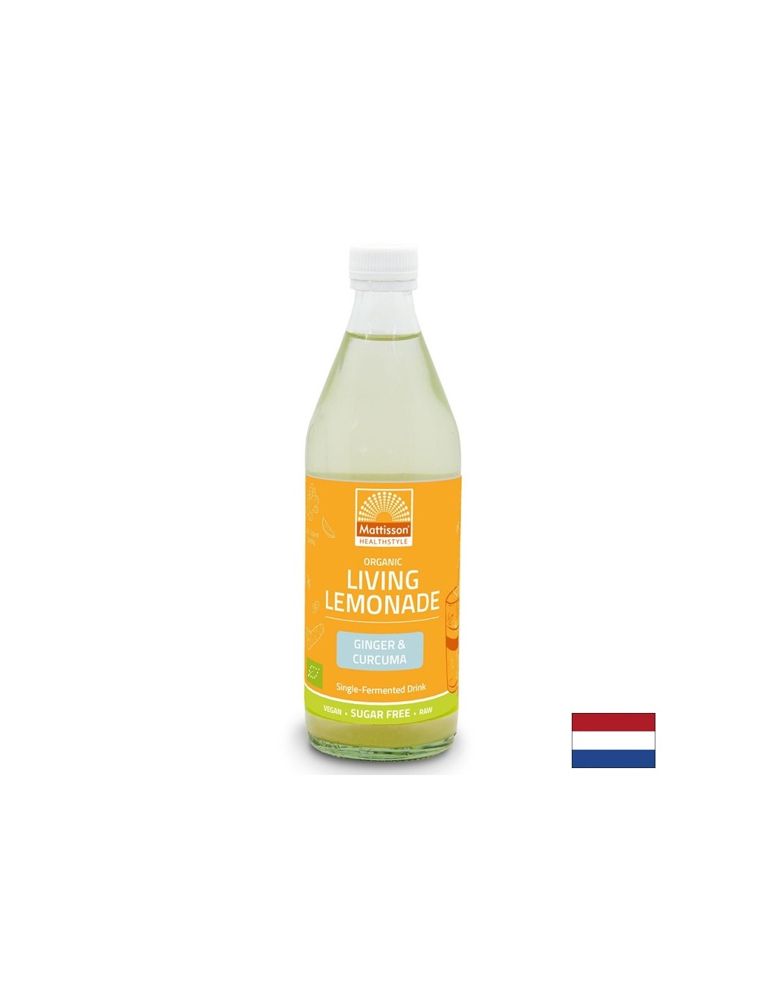 Limonade vivante avec du gingembre et du curcuma Bio, 500 ml