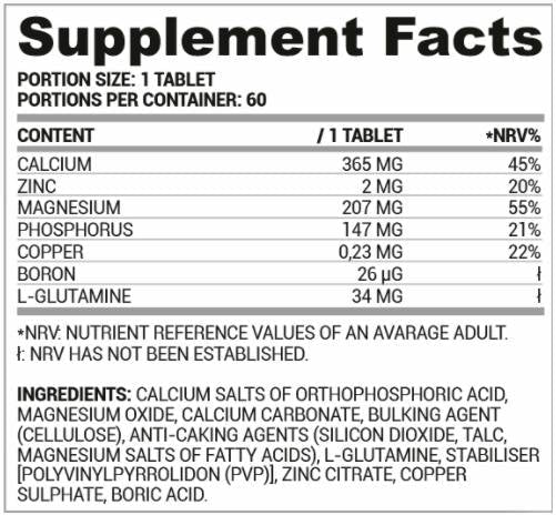 CA/Zn/Mg | Formule de zinc de magnésium de calcium - 60 comprimés